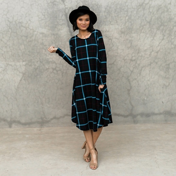 Sassy Sweet Apparel Dresses & Skirts - Plaid Pocket Swing Dress